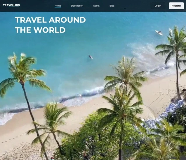 Screenshot about the Travelling Landing Page